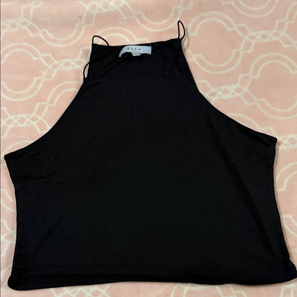 Women's Black Halter Crop Top